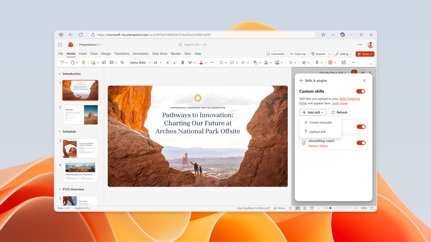 Een persoonlijke vaardigheid toevoegen in PowerPoint Copilot